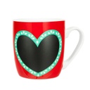 Szíves írható bögre, krétával, piros 3dl - WITH WORDS