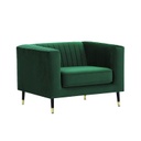 Szögletes bársony fotel, sötétzöld - REBEKA