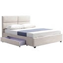 Szövet ágykeret, ágyneműtartó fiókkal, 180x200 cm, krémszínű - BRIDGE