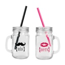 Szívószálas pohár szett, 2 db-os His és Hers felirattal - MR AND MRS