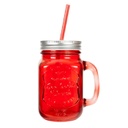 Szívószálas korsó piros 5 dl - SUMMER TIME