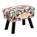 Szögletes puff tömörfa lábakkal, virágos - FLOWER POWER