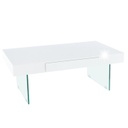 Szögletes dohányzóasztal, üveg lábbal, fehér - STALAGMITE