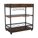 Tálcás tálalókocsi, bor- és pohártartóval, tölgy - APERO