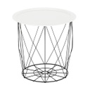 Tálcás fém kosaras lerakóasztal, fehér - APOLO