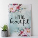 Táblakép, feliratos, 27x39 cm, kék - HELLO BEAUTIFUL