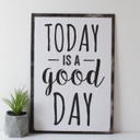 Táblakép, feliratos, 27x39 cm, fekete-fehér - GOOD DAY