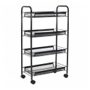 Tálalókocsi, 4 polccal, fekete - SERRA