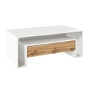 Tárolós dohányzóasztal, fiókkal, fehér-tölgy - ASIM