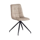 Textilbőr étkezőszék, fekete fém lábbal, krémszínű - SATELITE
