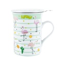 Teásbögre szűrővel és tetővel, flamingós - FLAMINGO