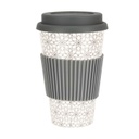 Termo pohár szilikon tetővel, szürke virág mintával - GATSBY