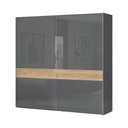 Tolóajtós magasfényű gardróbszekrény, 230x224 cm, antracit-tölgy - BISE