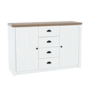 Tölgy kétajtós komód, 4 fiókkal, fehér - ENGLISH COTTAGE