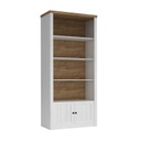 Tölgy könyvespolc, 3 polccal és 2 ajtóval, fehér - ENGLISH COTTAGE
