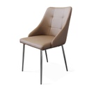 Textilbőr steppelt szék, fém lábakkal - világos barna - ELEGANCE