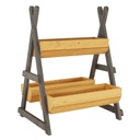 Tömör fa virágállvány, 3 részes, szürke-natúr fa - PLANTATION