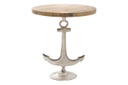 Tömörfa asztalka, horgony alakú lábbal, fa-ezüst - ALBATROS