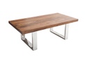 Tömörfa dohányzóasztal, krómozott lábbal, 110x60 cm, sheesham fa - QUEBEC
