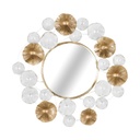 Tükör fém virágokkal, 60 cm, arany-fehér - MOIS DE MAI