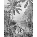 Trópusi esőerdőt ábrázoló tapéta, 200x270 cm, fekete-fehér - OUT OF AFRICA