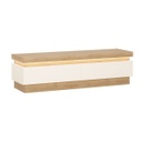 TV állvány, LED világítással, 2 fiókkal,  130 cm, fehér-tölgy - ARIZONA