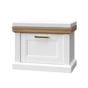 Ülőkés cipősszekrény, ülőpárnával, fehér-diófa - ALABAMA