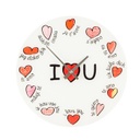 Üveg falióra, többnyelvű, I love you mintával - I LOVE YOU