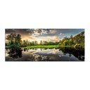 Üveg falikép, tó naplementében, 50x125 cm, szürke - CREPUSCULE