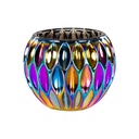 Üveg mécsestartó, pávatoll mintával, színes - PAON