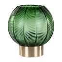 Üveg váza, arany talppal, 16,5 cm, sötétzöld - LOTUS