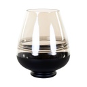 Üveg váza, csepp alakú, talpán fekete, füstszínű - HORTENSE