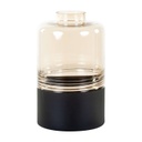 Üveg váza, öblös, talpán fekete, füstszínű - HORTENSE