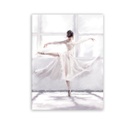 Vászon falikép, fehér ruhás ballerina, 60x80 cm, fehér - OPERA