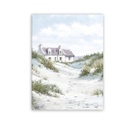 Vászon falikép, tengerparti ház, 50x70 cm, világoskék - CHAUMIERE