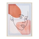 Vászon falikép, vonalrajz arc, 45x60 cm, terrakotta-púder  - TU DOUTES?