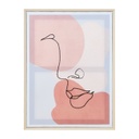 Vászon falikép, vonalrajz arc, 45x60 cm, rózsaszín-púder - JUSTE LA