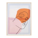 Vászon falikép, vonalrajz arc, 45x60 cm, púder-narancssárga - TU VIENS?