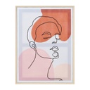Vászon falikép, vonalrajz arc, 45x60 cm, rózsaszín-narancssárga - ENFIN