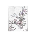 Vászon falikép, ág virágokkal, levelekkel, 60x80 cm, fehér - FLORAL