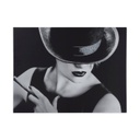 Vászon falikép, nő kalapban, 60x80 cm, fekete-fehér - MARLENE