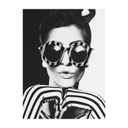 Vászon falikép, nő napszemüvegben, 60x80 cm, fekete-fehér - STYLEE