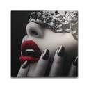 Vászon falikép, nő vörös rúzzsal, 60x60 cm, fekete-piros - ROUGE BAISER