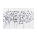 Vászon kép, virágokkal, 90x60 cm, ezüst - PAVOTS GRIS