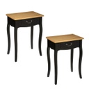 Vintage stílusú éjjeliszekrény szett, fiókkal, 2 db, fekete - VENISE