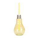 Villanykörte formájú pohár szívószállal, sárga - GLOBULE