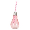 Villanykörte formájú pohár szívószállal, rózsaszín - GLOBULE