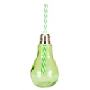 Villanykörte formájú pohár szívószállal, zöld - GLOBULE