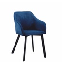 Velúrszövet karfás étkezőfotel, fekete lábbal, királykék - RACE