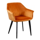 Velúrszövet karfás étkezőfotel, fekete lábbal, narancssárga - ACER